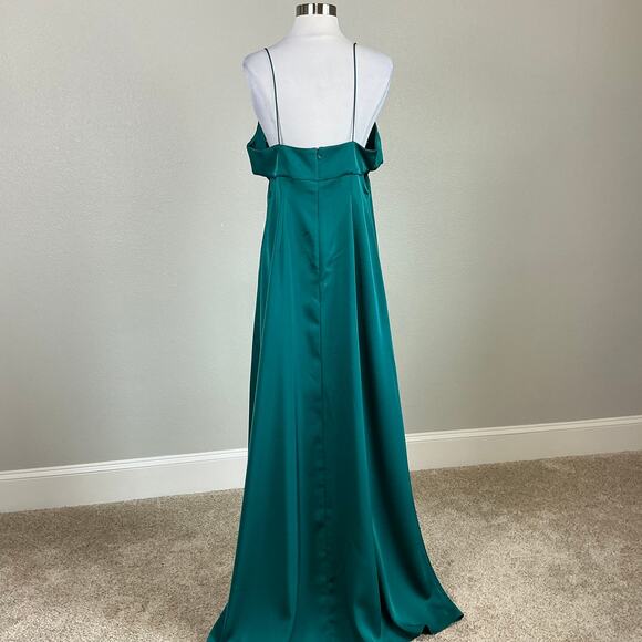 Sachin & Babi Satin Cut Out A-Line Long Evening Gown Green Size 10 Formal Dress - Picture 7 of 13